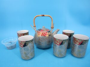 九谷焼　彩華　急須　茶こし付　湯呑　茶道具　茶器　煎茶道具　現状品　（FLMYU