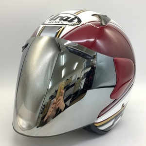 Arai SZ-F RETRO ジェットヘルメット シルバーミラーシールド装着 外装美品 除菌消臭済 XLサイズ レッド アライ バイク用品 N18571H●
