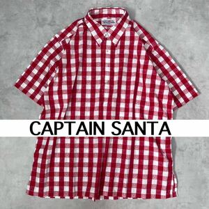 CAPTAIN SANTA キャプテンサンタ　総柄　半袖シャツ　トップス　シャツ　半袖　ボタンダウン メンズ　ハーフボタン　