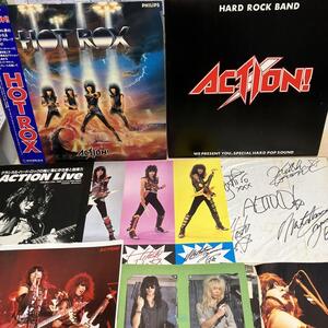 即決！ACTION LPセット＋直筆サイン等おまけ付 『HOT ROX』『ACTION KIT』+おまけ 80年代 ジャパメタ アクション ヨシロウ