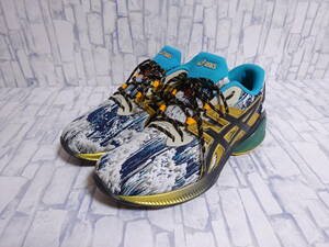 asics Gel-Quantum スニーカー オレンジ 青 白 紺 黒 黄土色 金 メンズ 25.5cm US7.5 アシックス ゲルクォンタム