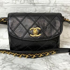 極美品　CHANEL シャネル　ウエストポーチ　マトラッセ ビコローレ　ココマーク　ボディバッグ　ココボタン　レザー