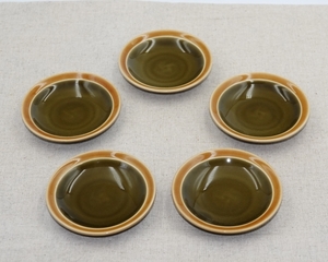 アメ抹茶　アメ／利休茶　三寸皿　５枚セット　新品