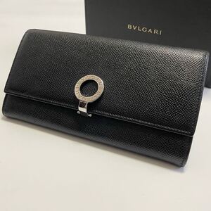 ★BVLGARI ブルガリ 長財布 ロゴクリップ レザー ブラック 黒 メンズ 男性【鑑定済み 本物保証】