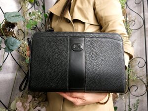 ●超美品●BURBERRY バーバリー●内ノバチェック●ロゴ型押し●カーフ レザー 本革●セカンド クラッチ バッグ●黒●SV金具●Js53574