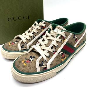 入手困難/限定品◎ GUCCI メンズ スニーカー ディズニーコラボ ミッキーマウス TENNIS 1997 ウェブストライプ シェリーライン 27.5cm