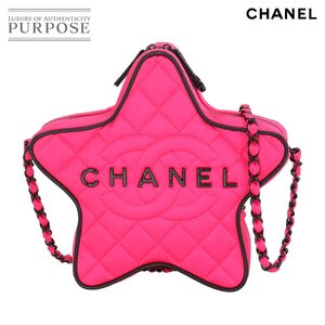 未使用 展示品 シャネル CHANEL マトラッセ スター チェーン ショルダー バッグ サテン フューシャ ブラック AS4579 90262610