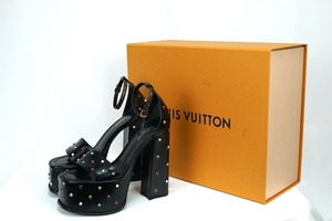 23SS LOUIS VUITTON HEELED SANDALS ルイヴィトン フェイムラインサンダル ブラック サイズ36.5 （約23.5cm) NL1213