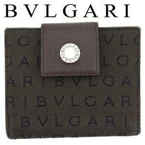 ブルガリ Wホック 財布 二つ折り レディース メンズ ロゴボタン 22596 ロゴマニア BVLGARI 中古