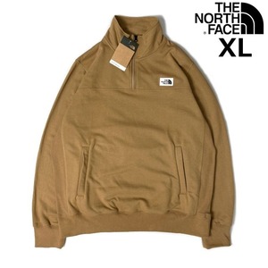 1円～!売切!【正規新品】THE NORTH FACE◆HERITAGE PATCH 1/4-ZIP トレーナー US限定 ロゴパッチ ロゴ刺繍 裏起毛(XL)茶 181130-10