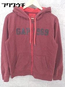 ◇ GAP ギャップ 長袖 ジップアップ パーカー サイズM レッド系 メンズ