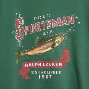 【レア　クリーニング済】POLO SPORT　Sportsman　ポロスポーツ　スポーツマン　魚　フィッシング　プリント　半袖Tシャツ　ラルフローレン