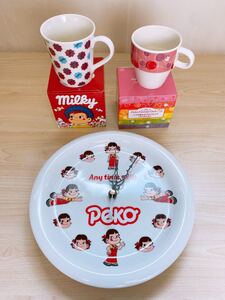 ペコちゃん 時計 絵皿 時計 不二家 Any time with Peko マグカップセット ミルキーキャンディマグ ペコのかさなるカラフルマグカップ