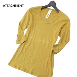 ATTACHMENT アタッチメント 春夏 7分袖★ スリム Uネック カットソー Tシャツ Sz.1　メンズ 日本製　A4T07485_6#A