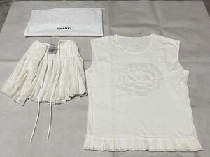 8046 送料無料 CHANEL シャネル Tシャツ トップス ケープ P17338 サイズ38 ノースリーブ