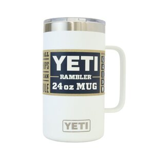 102809k4 展示未使用品 YETI イエティ RAMBLER 24oz MUG 蓋付き ホワイト マグ タンブラー アウトドア キャンプ用品 水筒