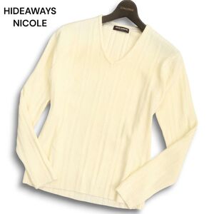 美品★ HIDEAWAYS NICOLE ハイダウェイ ニコル 秋冬 リブ Vネック ニット セーター Sz.46　メンズ　C4T09096_A#K