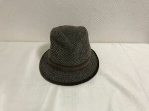 本物カシラCA4LAウール中折れハット帽子メンズレディーススーツビジネステンガロントラベル旅行日本製茶ブラウン柄