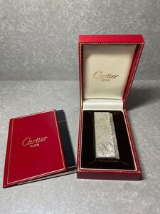 【1円スタート 美品】希少 着火確認 箱説明書付き Cartier カルティエ ペンタゴン 五角形 ガスライター シルバー マーブル