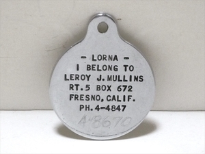 レア！ K-9 警察犬 ドッグタグ【LORNA】ビンテージ DOG TAG ドッグライセンス USA 3.4cm×4.1cm アクセサリー キーホルダー アメリカ雑貨