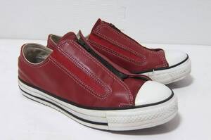 90s USA製 コンバース オールスター レザー ジップ 赤 ５1/2 24cm ローカット CONVERSE ALLSTAR LO ZIP アメリカ製