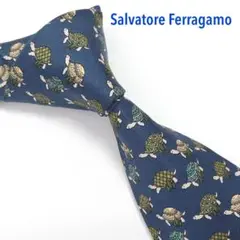 Salvatore Ferragamo 美品 ネクタイ 高級シルク 動物 亀さん