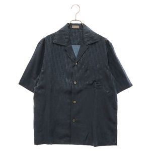 ディオール 21SS Oblique Jacquard Short-Sleeve Shirt オブリーク ジャガード オープンカラー シルクシャツ 総柄半袖シャツ 113C519A5050