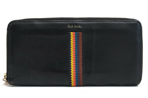 Paul Smith ポールスミス 長財布 PSQ034 EMBROIDERD STRIPE LONG WALLET エンブロイダードストライプ 牛革 ストライプ ラウンドジップ ラ