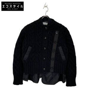 sacai サカイ 22AW 21‐05746 ブラック ニットレイヤードMA-1ジャケット ブラック 1 ジャケット ナイロン レディース 中古