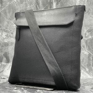 【現行/極美品】Dunhill ダンヒル ベルグレイヴ メンズ ショルダーバッグ サコッシュ ポシェット 斜め掛け レザー ブラック 黒色