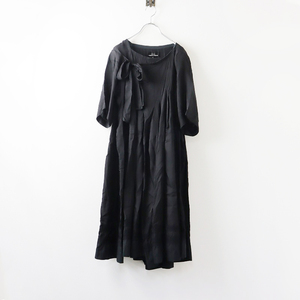 AD2013 トリココムデギャルソン tricot COMME des GARCONS キュプラサテンラップワンピース S/ブラック ドレス 裾レース【2400013912976】