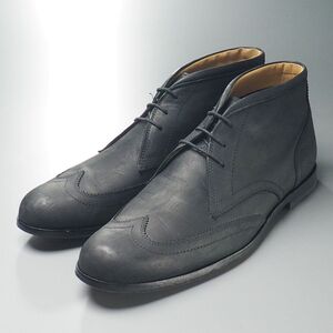 MH1564//*コールハーン/COLE HAAN*C12174/メンズ8.5M/ヌバックレザー/ウイングチップ/ショートブーツ/チャッカブーツ/革靴/黒/ブラック