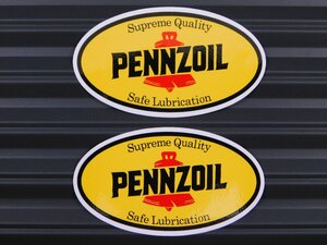 ◆送料\110◆【PENNZOIL・ペンズオイル】※《レーシングステッカー／２枚セット》　(品番ms004)　アメリカン雑貨　ガレージ