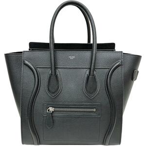 CELINE/セリーヌ ラゲージ マイクロショッパー 189793DRU ハンドバッグ レザー 黒 レディース