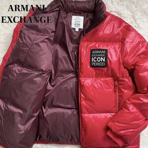 極美品/XL相当 アルマーニエクスチェンジ ダウンジャケット アウター ホワイトダックダウン80% 軽量 ARMANI EXCHANGE ダブルジップ メンズ