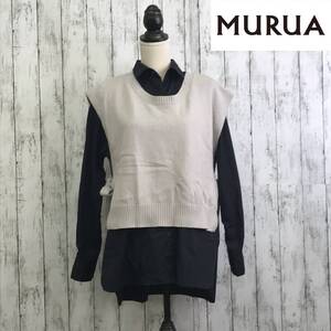 MURUA　ムルーア　マルチウェイワンピース　Fサイズ　ネイビー　マルチな3way仕様　S6-35　USED