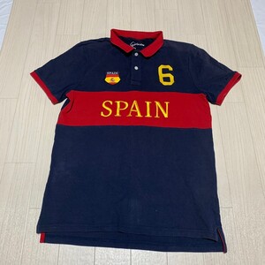 GIORDANO POLO ジョルダーノ ポロ ポロシャツ 半袖 トップス SPAIN メンズ　ネイビー　サイズM