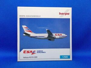 herpa 1/500 CSA チェコ航空 エアバス A310-300 ダイキャスト製 ジェット旅客機 ミニカー ヘルパウイング Airbus Czech Airlines