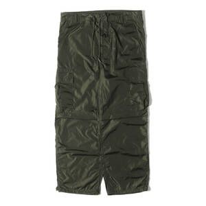 H BEAUTY&YOUTH パンツ サイズ:M 23SS ナイロンタフタ ワイド ミリタリー カーゴパンツ(OLMETEX CRUNCHY CARGO PANTS) オリーブ