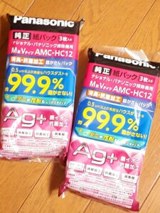 ◆送料無料◆パナソニック★純正★シャッター付 掃除機紙パック★消臭+抗菌 ダニも花粉も逃がさんパック M型Vタイプ 3枚入★2set AMC-HC12