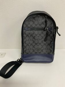 営NA031-60◆ COACH／コーチ F83135 レザー シグネチャー メンズ ボディバッグ 