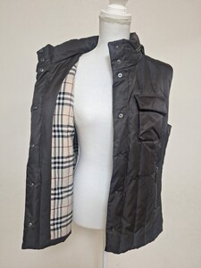 美品 バーバリーロンドン ダウンベスト XL～XXL ダークブラウン ノバチェック フード BURBERRY LONDON 15号 レディース 三陽商会 パーカー