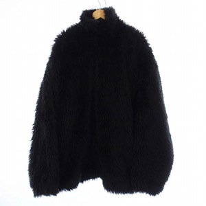 BALENCIAGA 22AW ZIP UP FAKEFUR JACKET ジップアップ フェイクファージャケット ブルゾン アウター スタンドカラー 48 黒 681818