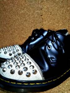 【Dr.MARTENS】ドクターマーチン 1461 BAXTER 3アイレットスタッズシューズ UK7 (26cm )STUD 3EYE SHOE ブラック×ホワイト 希少レア