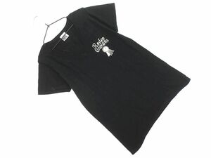 ネコポスOK RODEO CROWNS ロデオクラウンズ プリント カットソー sizeS/黒 ■◆ ☆ ehb4 レディース