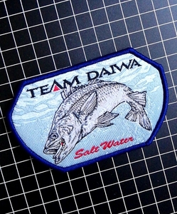 懐かしい貴重なTeam Daiwa salt waterチームダイワ シーバス オールドワッペン エンブレム　ダイワ精工株式会社当時物　スズキ　マダカ　鱸