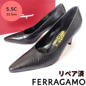 極美品箱付き☆フェラガモ【Ferragamo】リアルパイソンレザー パンプス