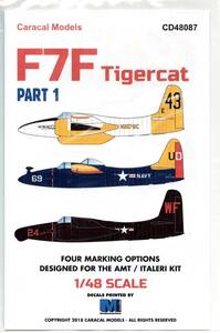 1/48 Caracal Models カラカルモデルスデカール　　CD48087 ：F7F Tigercat - Part 1