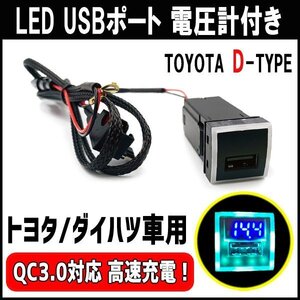 トヨタ ダイハツ 汎用 USBポート 充電 スイッチホール 2ポート 埋め込み 急速充電 電圧計付き QC3.0 ヤリス ライズ ハリアー カローラ タン