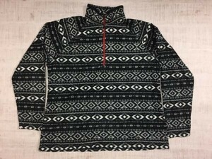 エディーバウアー Eddie Bauer アメカジ ハーフジップ ノルディック雪柄 フリースジャケット プルオーバー レディース 大きいサイズXXL 黒